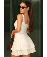 Comprar vestido curto feminino alfaiataria babados plissados festa social elegante verão barato ou em promoção ZARA